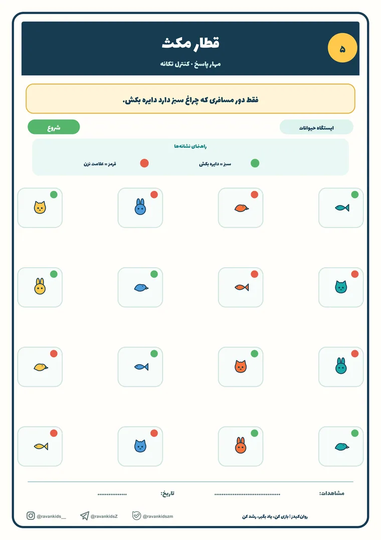 پیش‌نمایش کاربرگه قطار مکث